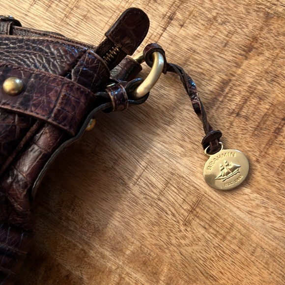 Brahmin 🐊 Chocolate Brown Embossed Leather Shoulder bag - Picture 10 of 14